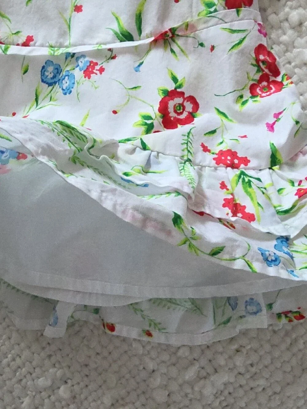 Janie and Jack White Floral Baby Dress with Red and Blue Blooms 3-6 m